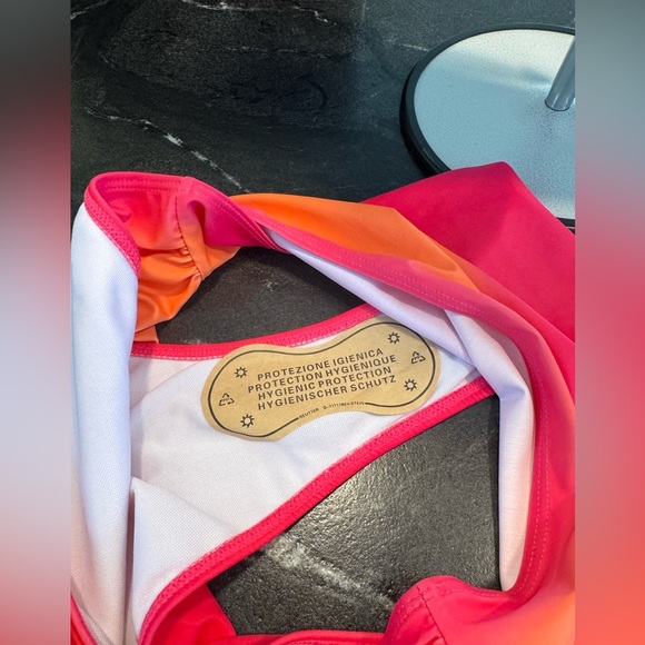 Vibrant Pink and Orange Highrise Bikini Set - Picture 5 of 13